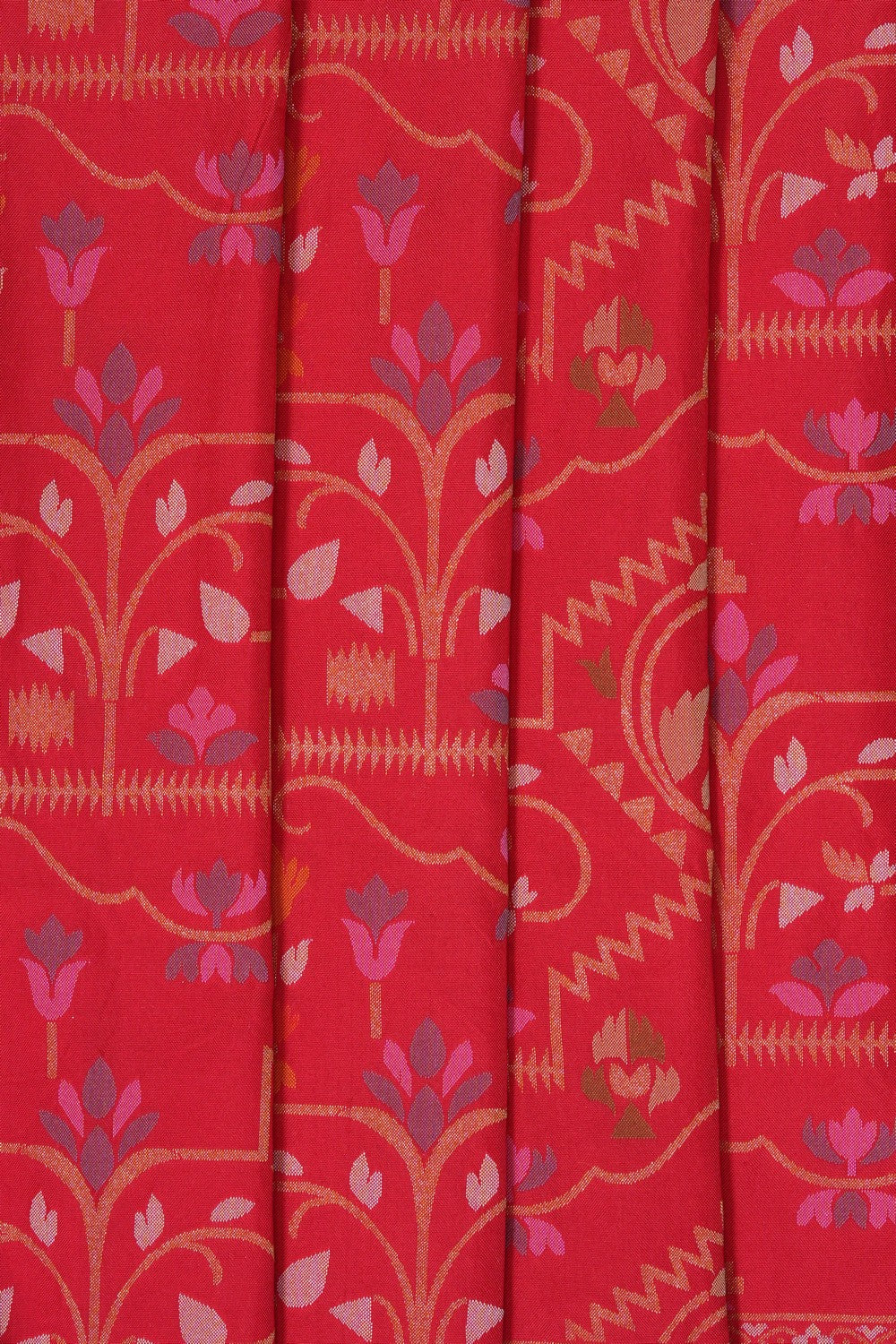 Image of Red Banarasi Silk Saree
