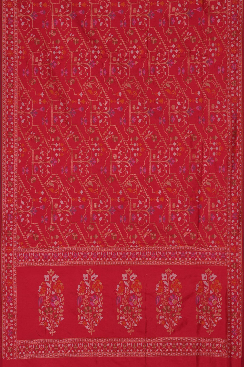 Image of Red Banarasi Silk Saree