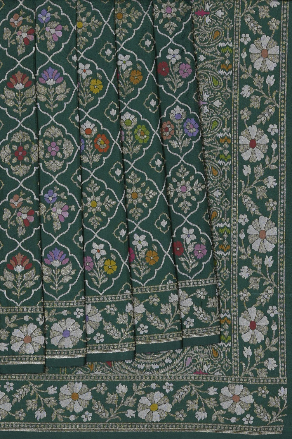 Image of Green Banarasi Silk Saree