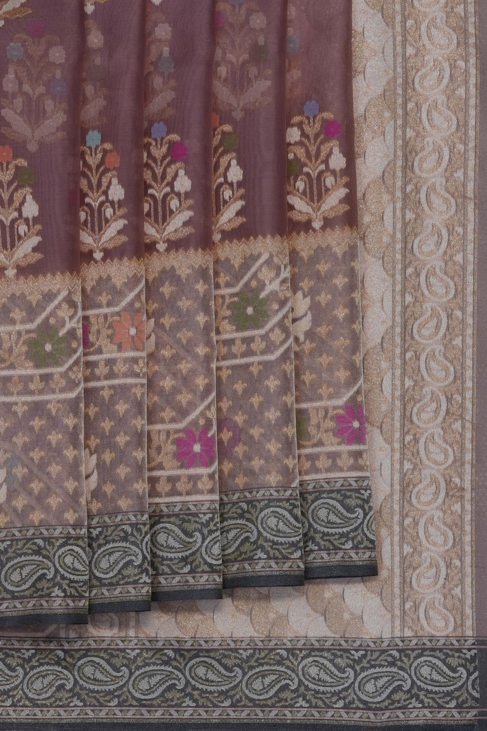 Image of Purple Banarasi Kora Saree