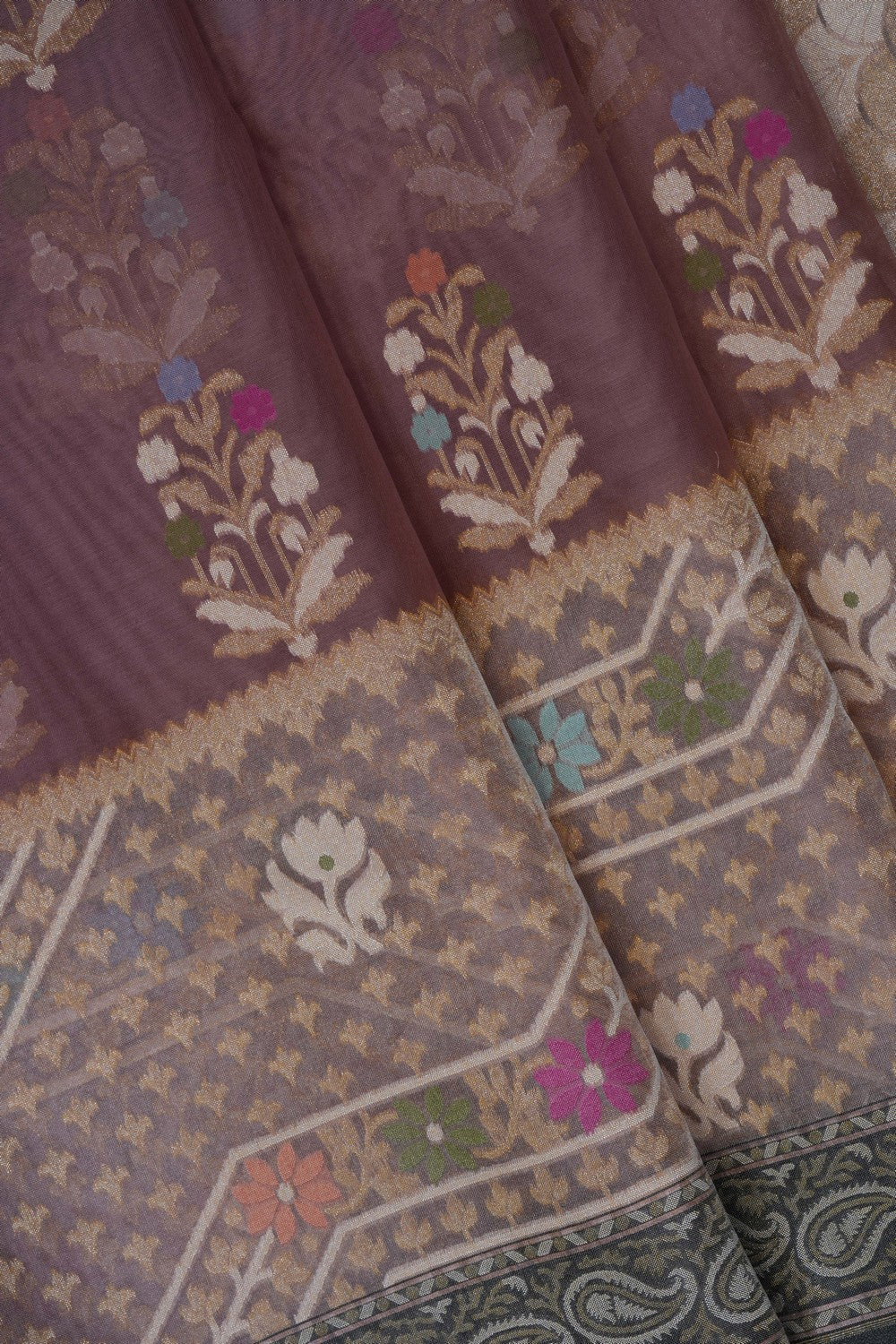 Image of Purple Banarasi Kora Saree