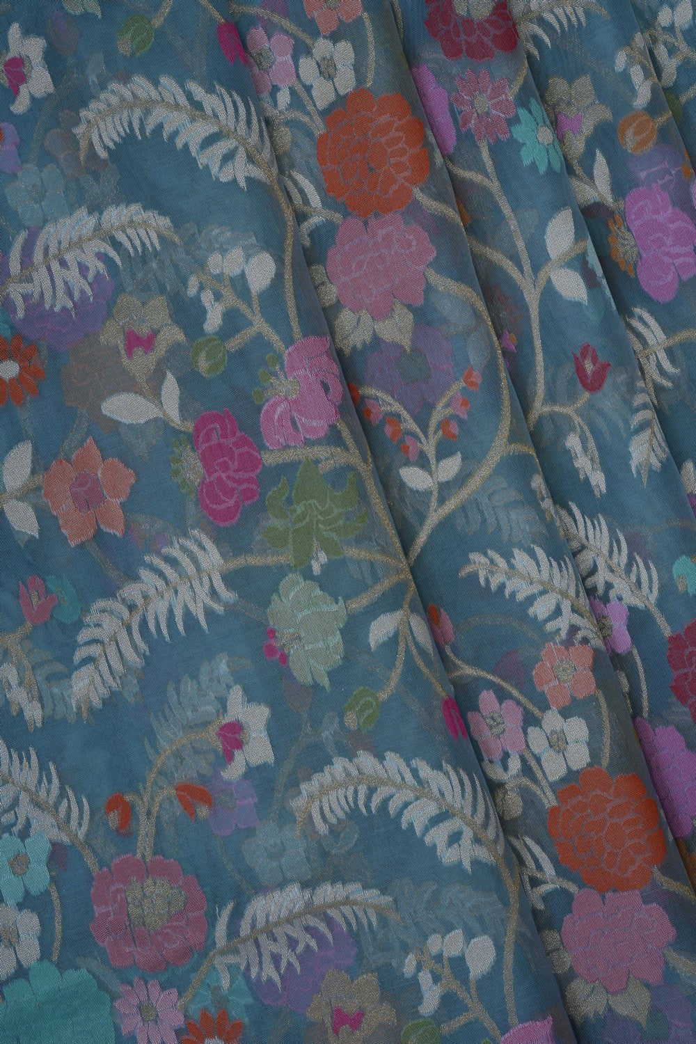 Image of Grey Banarasi Kora Saree