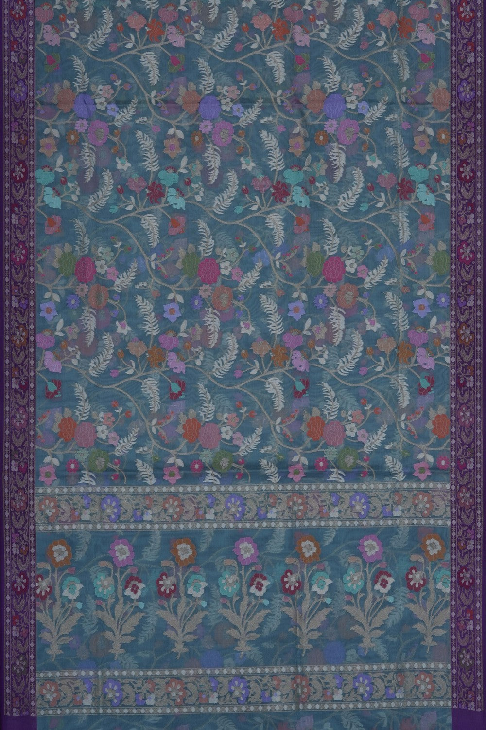 Image of Grey Banarasi Kora Saree