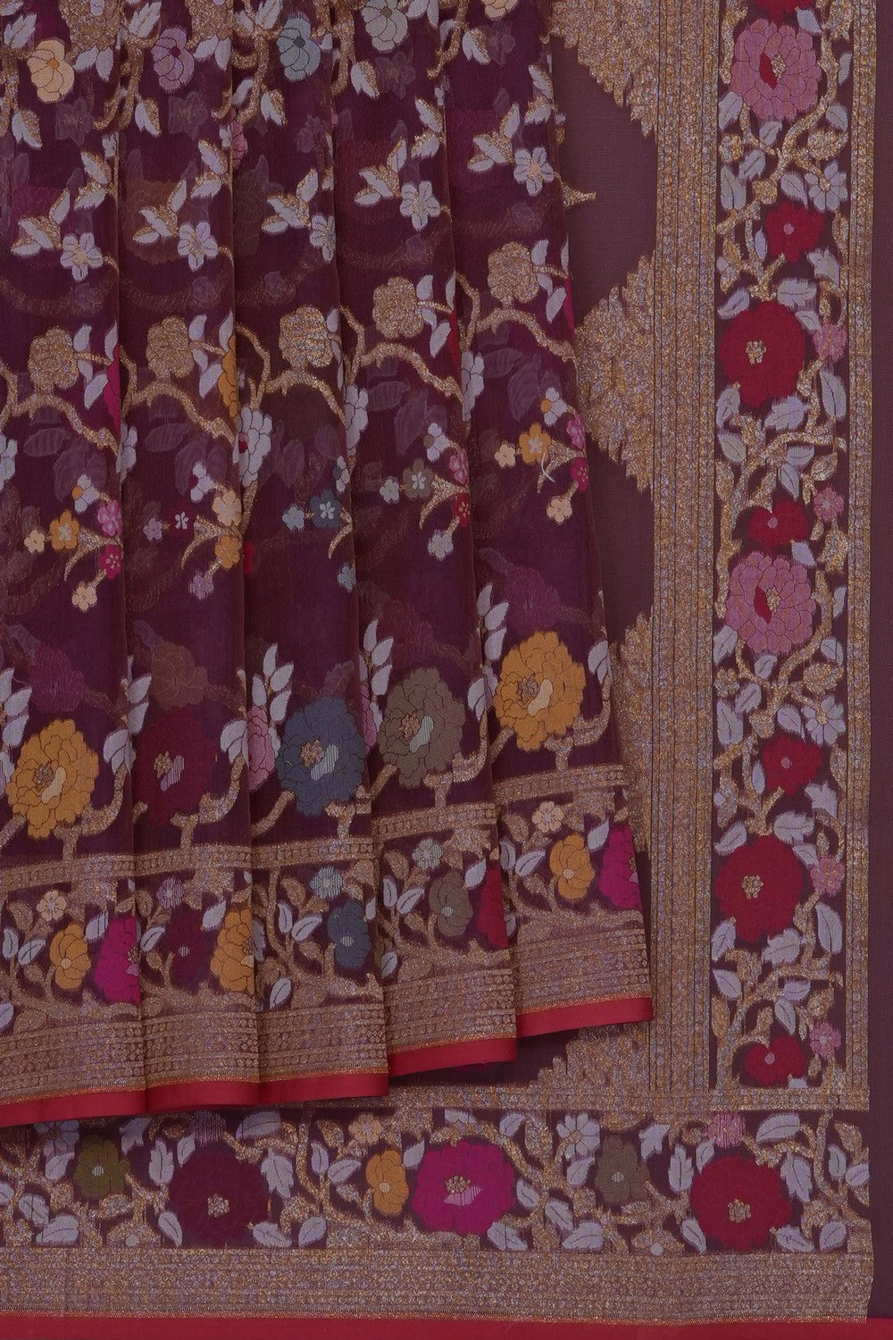 Image of Purple Banarasi Kora Saree