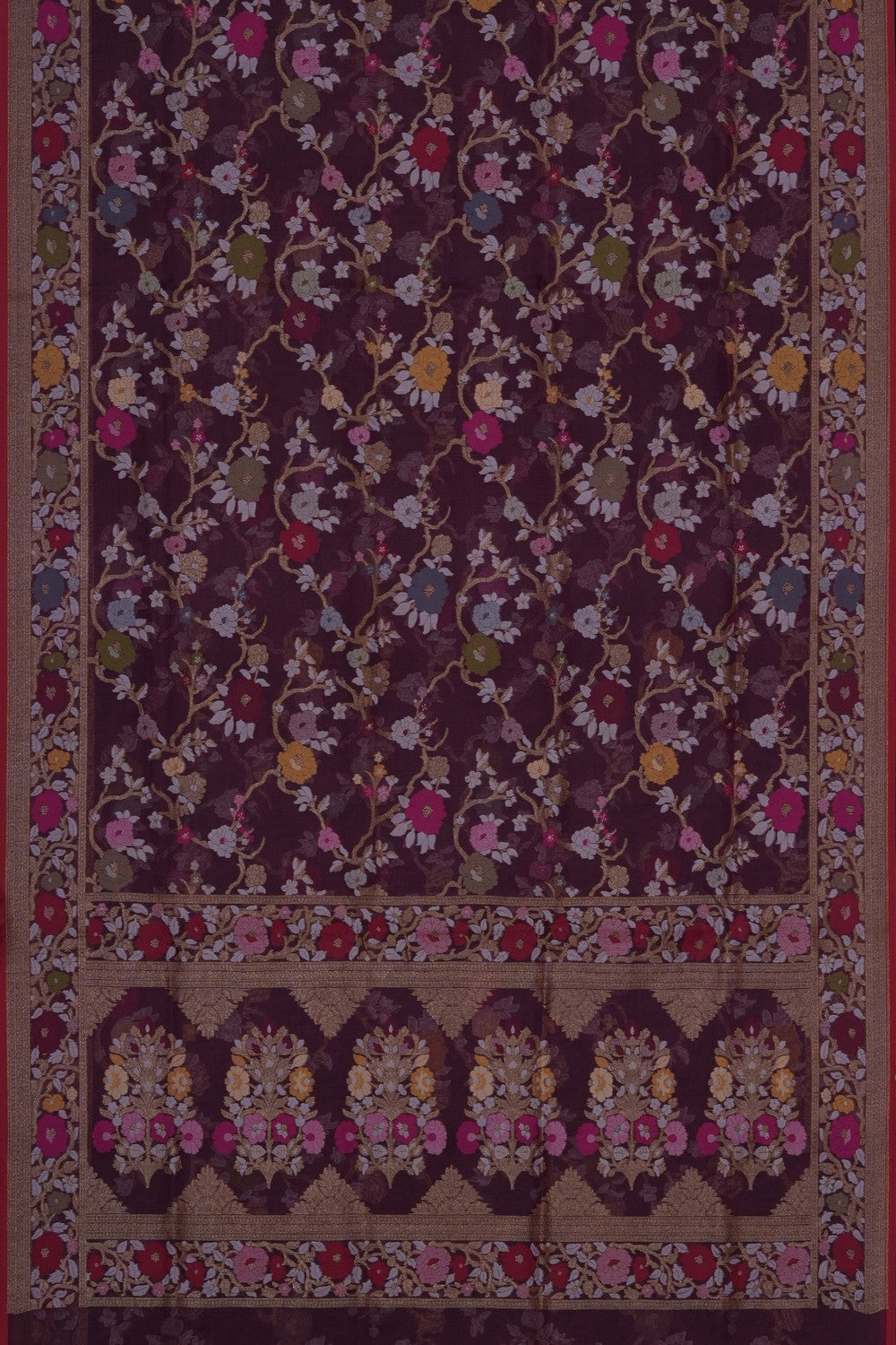 Image of Purple Banarasi Kora Saree