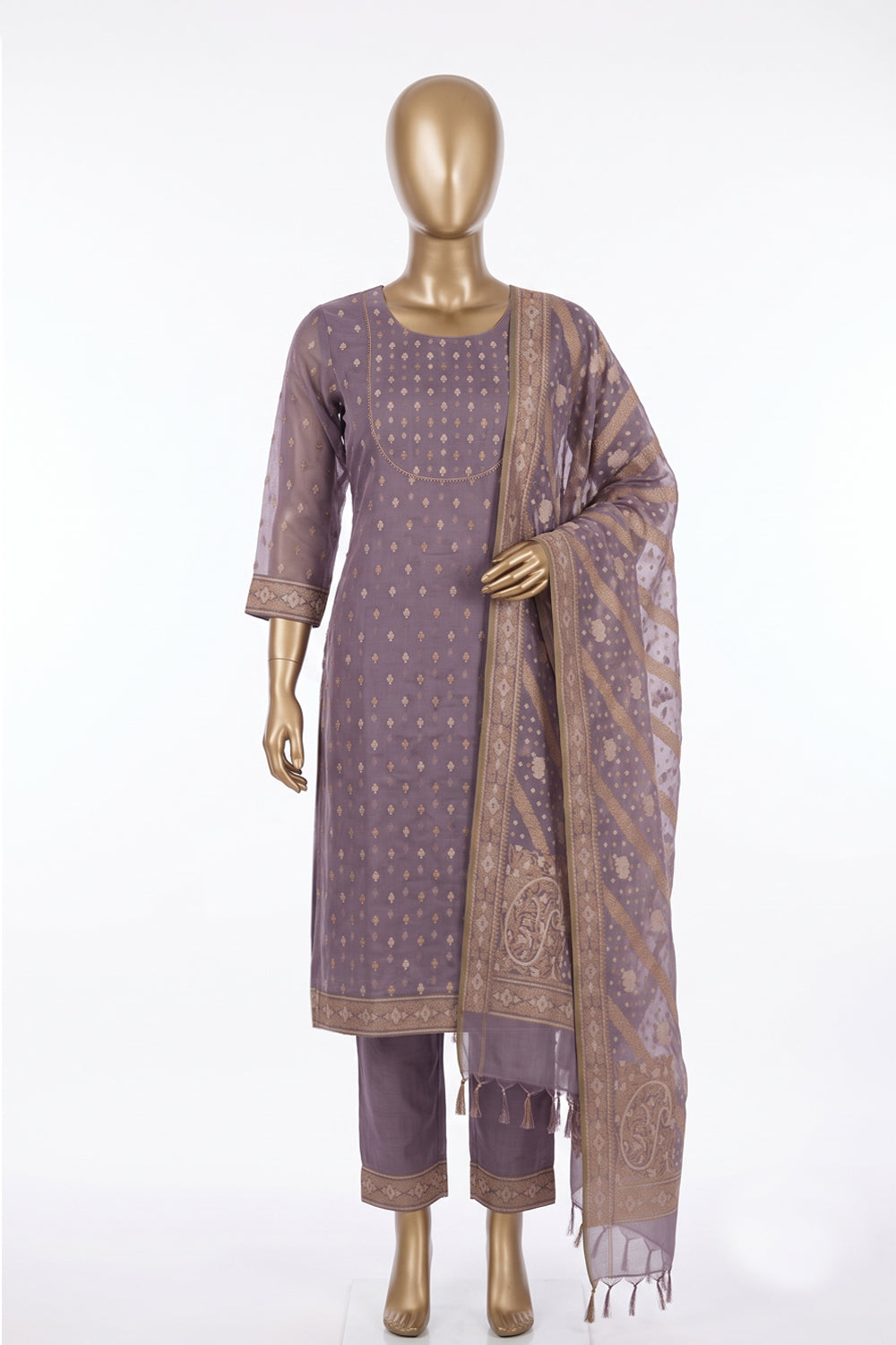 Image of Banarasi Kora Silk Unstitched Suit (2 Pcs Set)