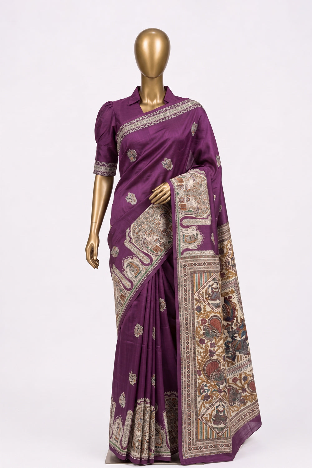 Image of Purple Desi Tussar Silk Saree