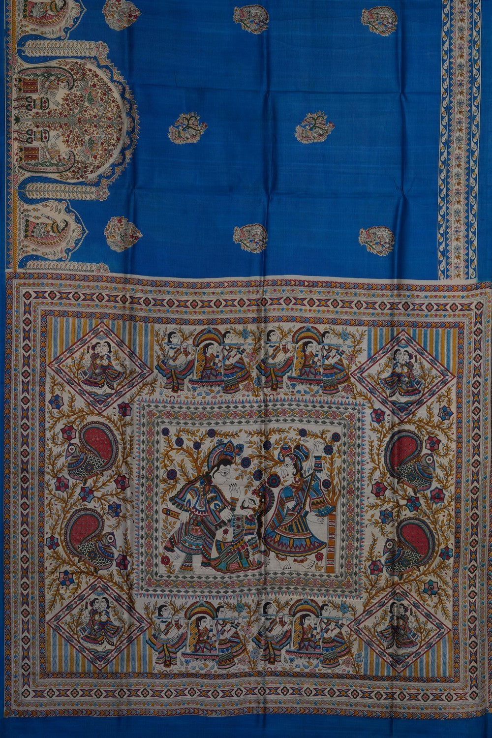 Image of Blue Desi Tussar Silk Saree