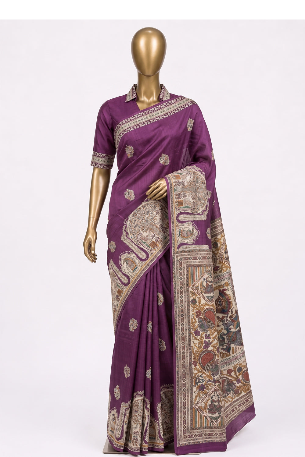 Image of Purple Desi Tussar Silk Saree