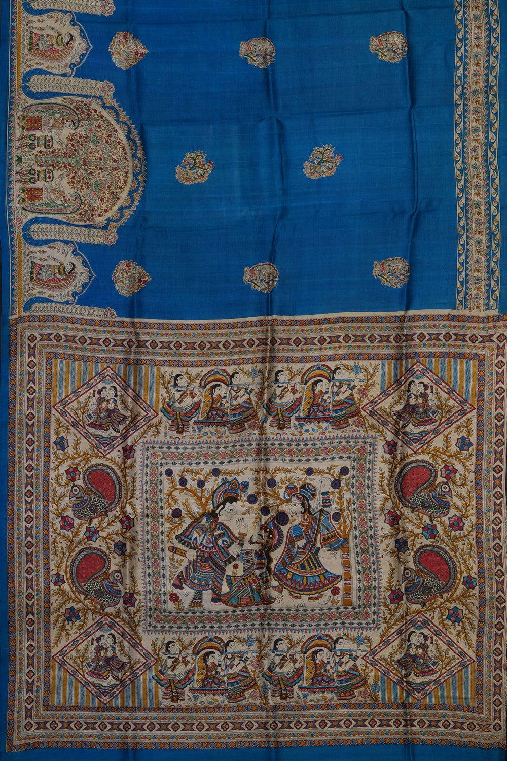 Image of Blue Desi Tussar Silk Saree