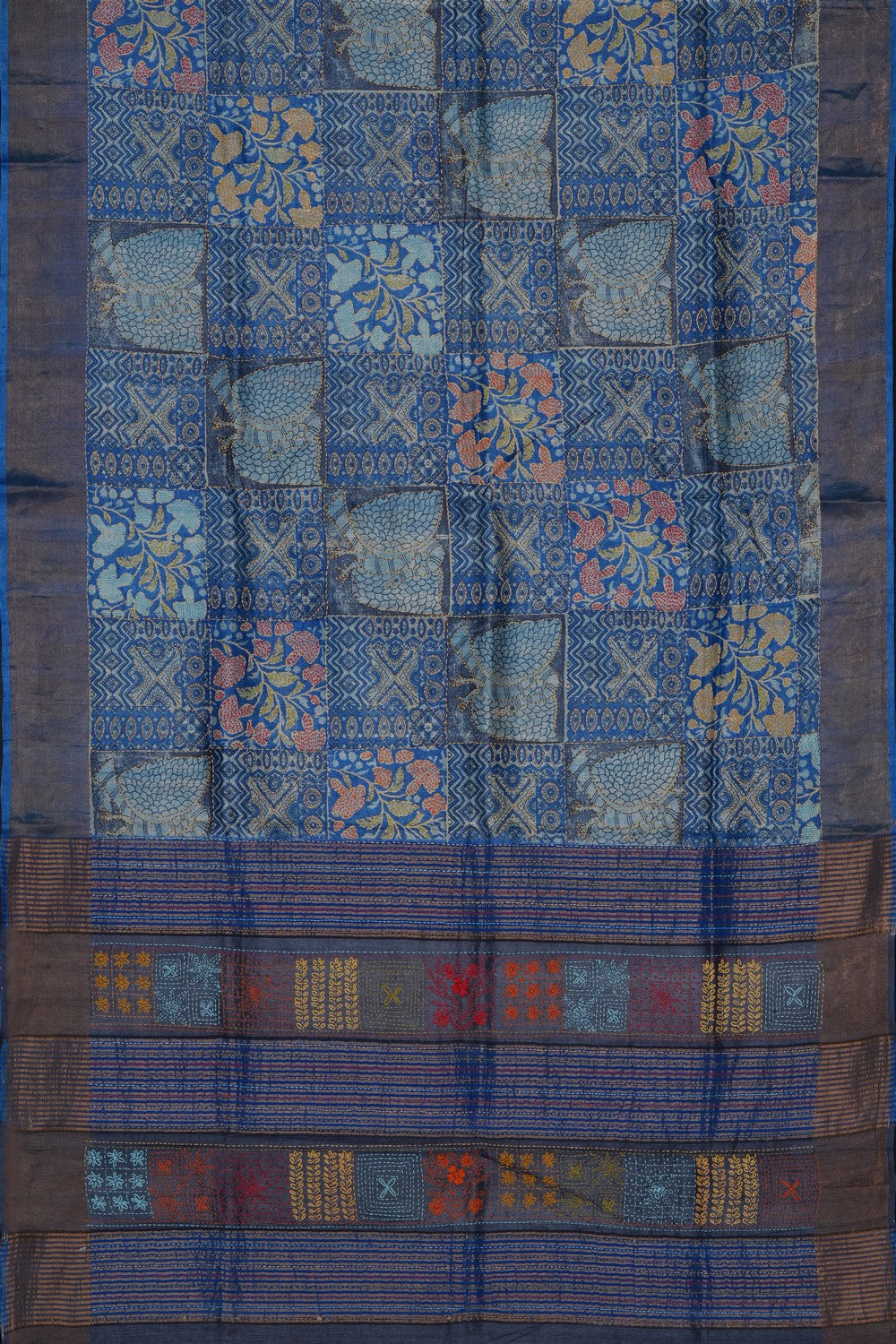 Image of Blue Desi Tussar Silk Saree