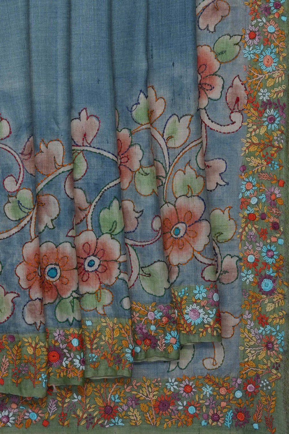 Image of Smoky Grey Desi Tussar Silk Saree