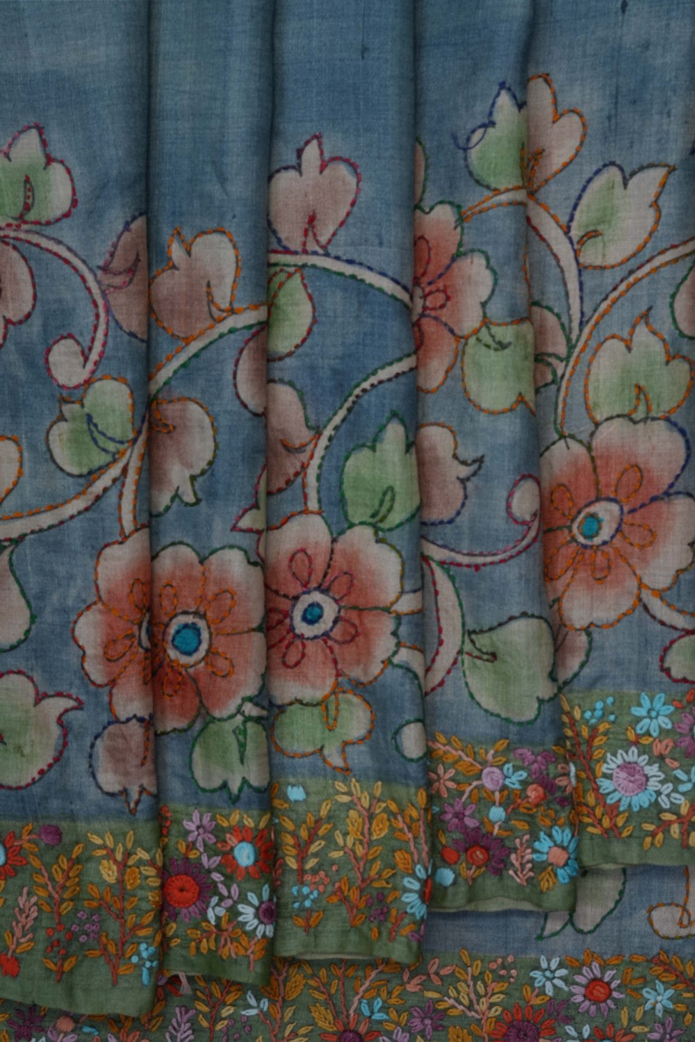 Image of Smoky Grey Desi Tussar Silk Saree