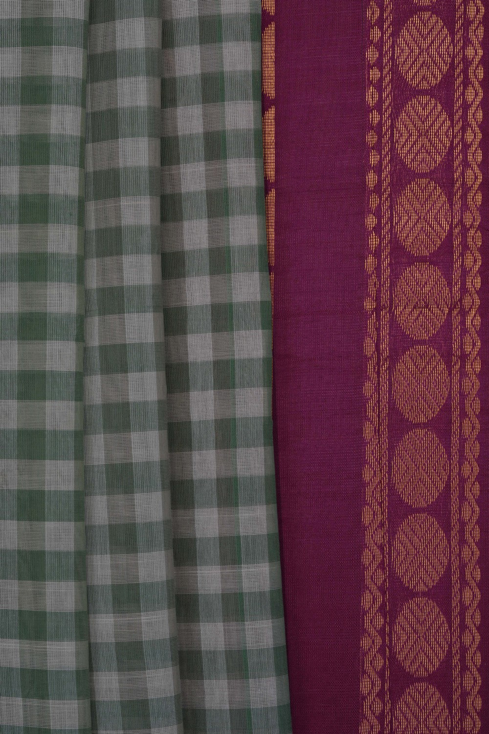 Image of Teal-Green Gadwal Cotton Saree