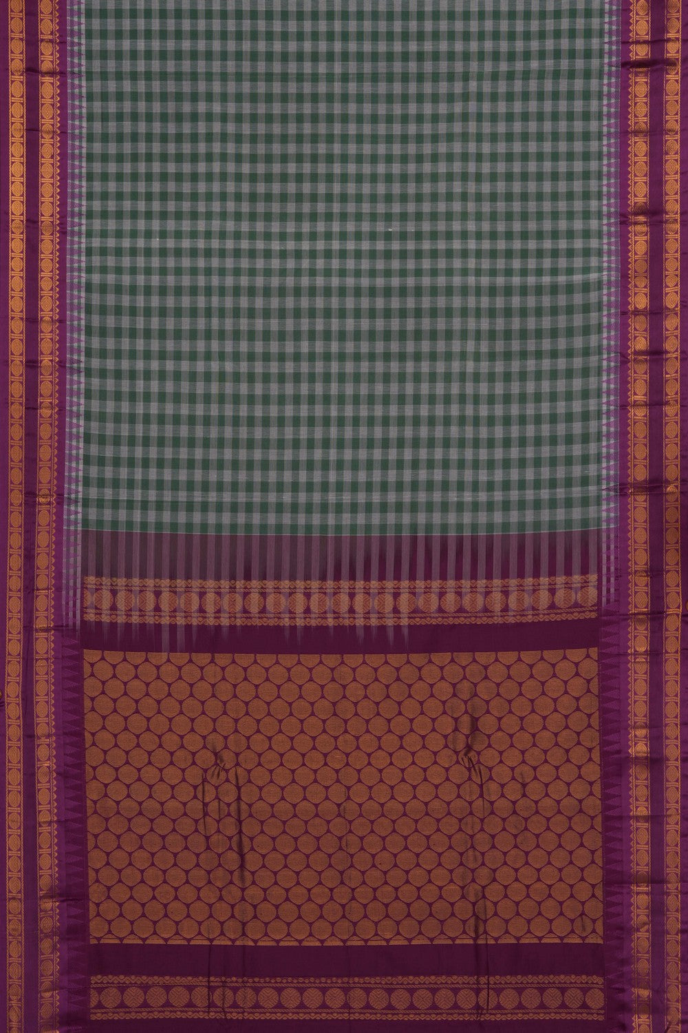 Image of Teal-Green Gadwal Cotton Saree