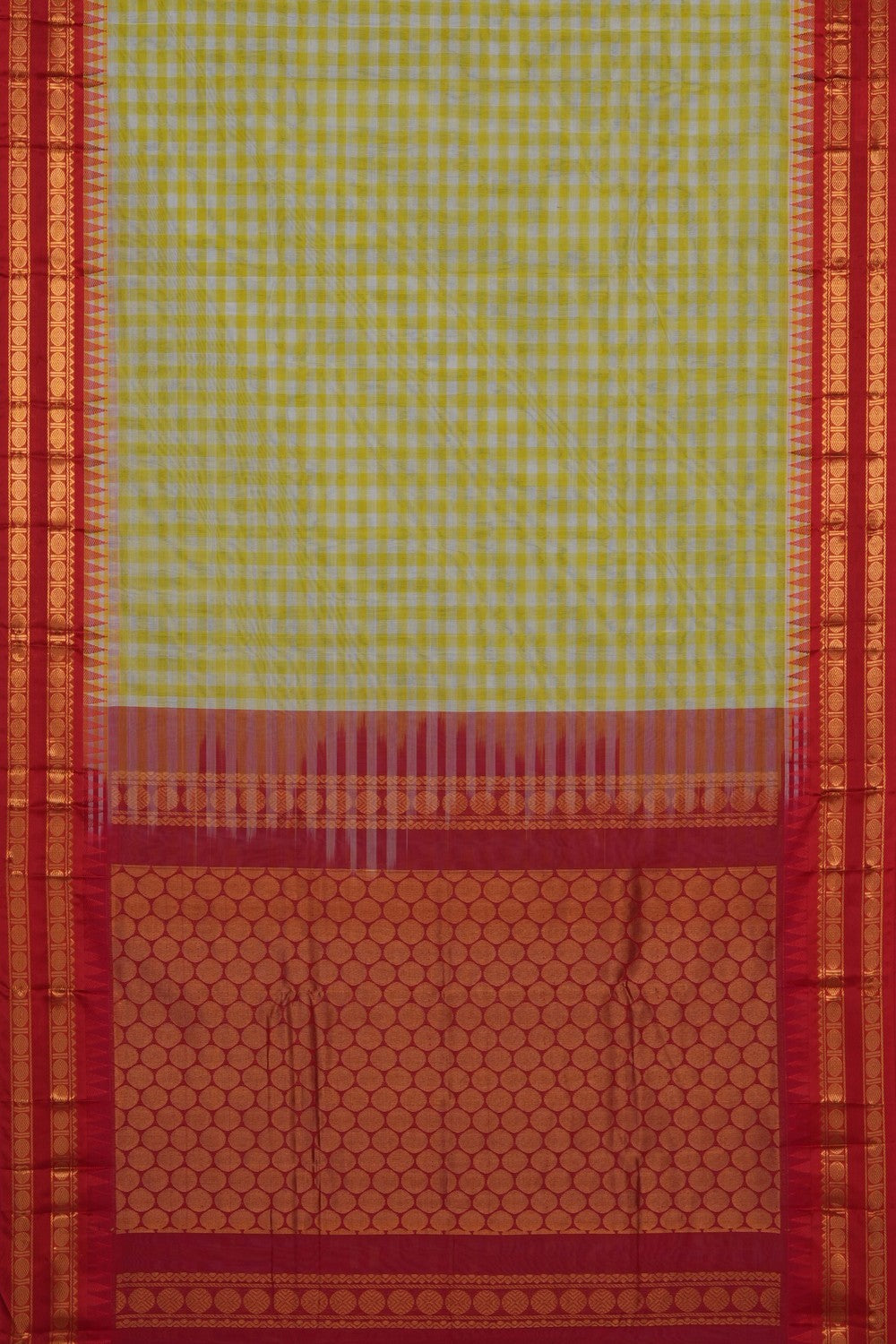 Image of Yellow Gadwal Cotton Saree