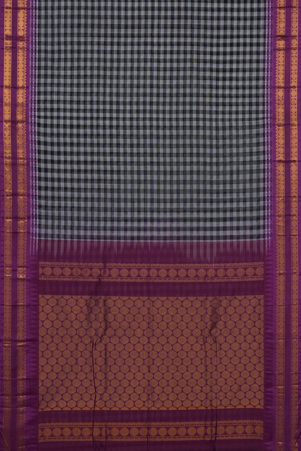 Image of Black Gadwal Cotton Saree