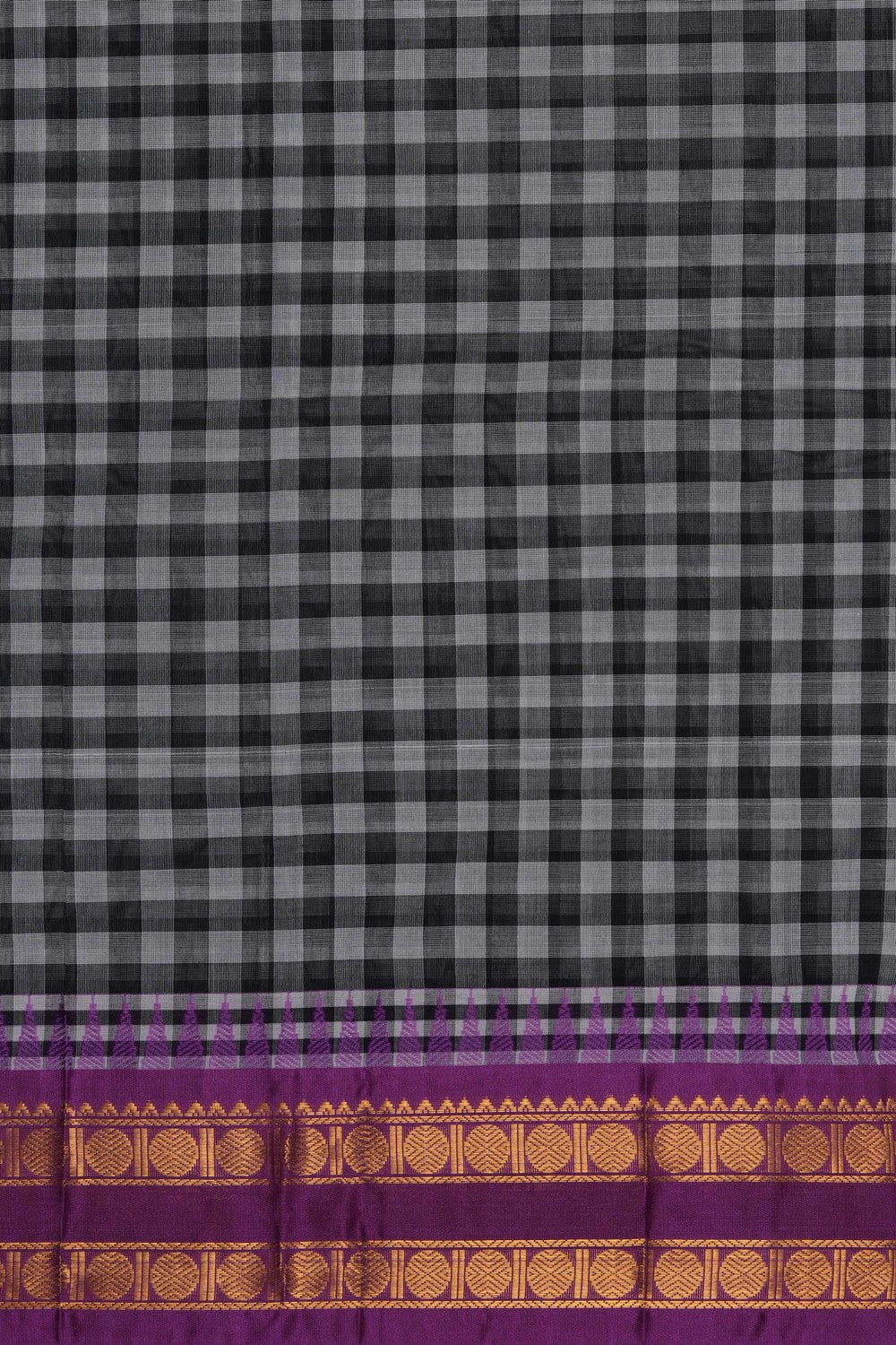 Image of Black Gadwal Cotton Saree