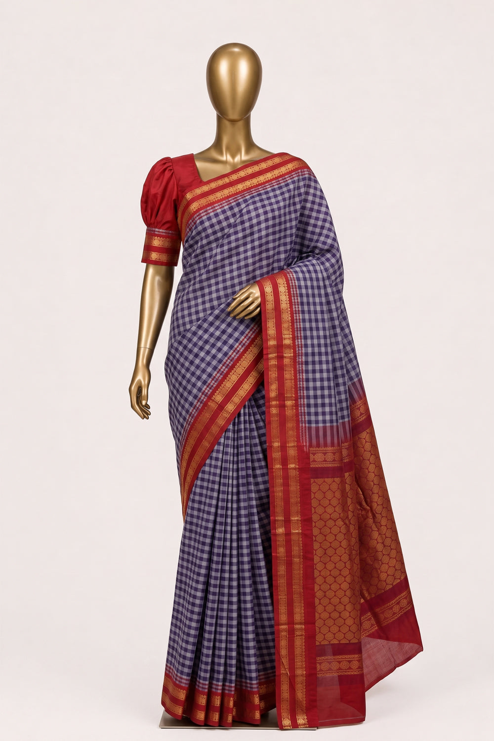 Image of Purple Gadwal Cotton Saree