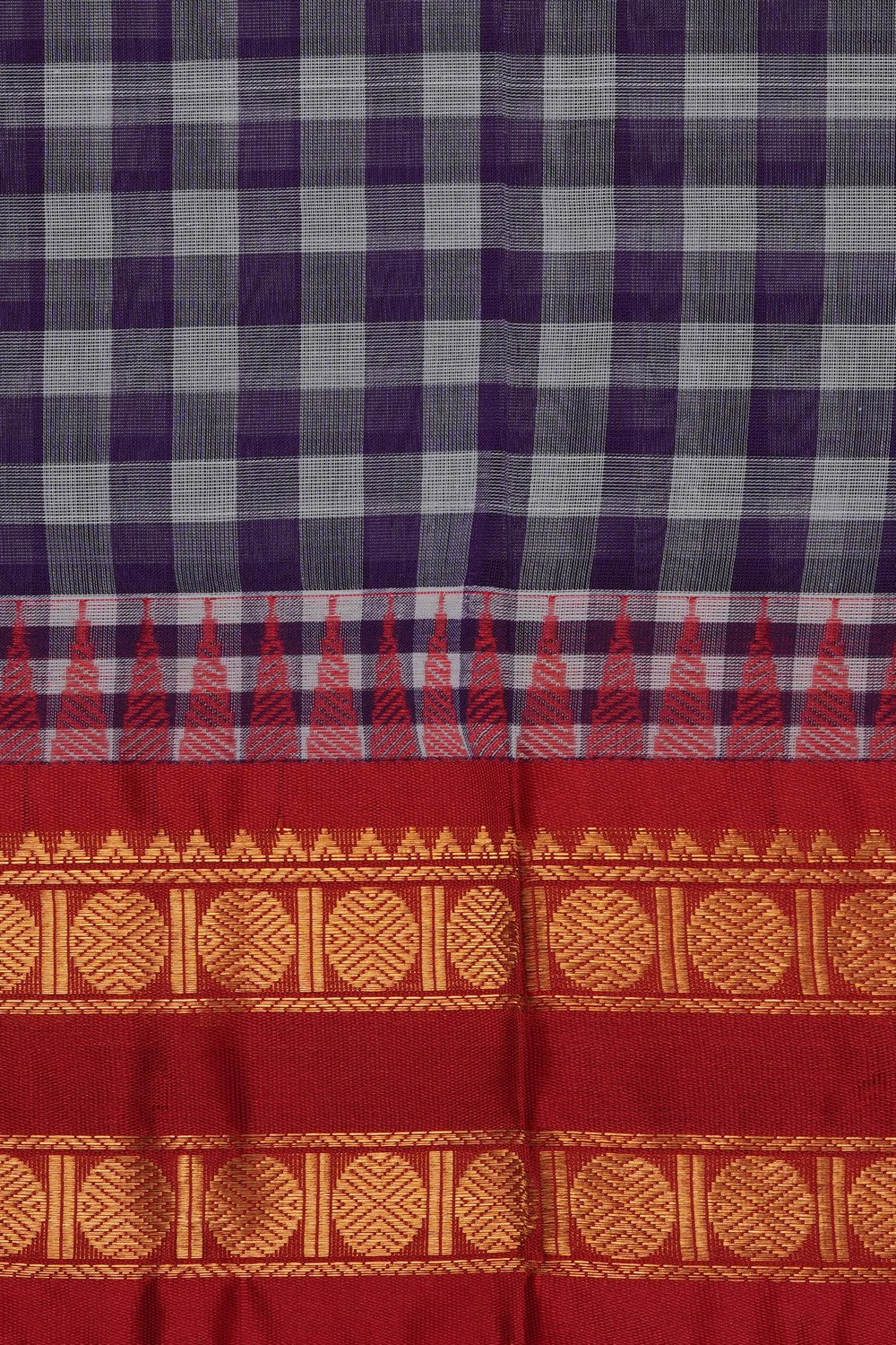 Image of Purple Gadwal Cotton Saree