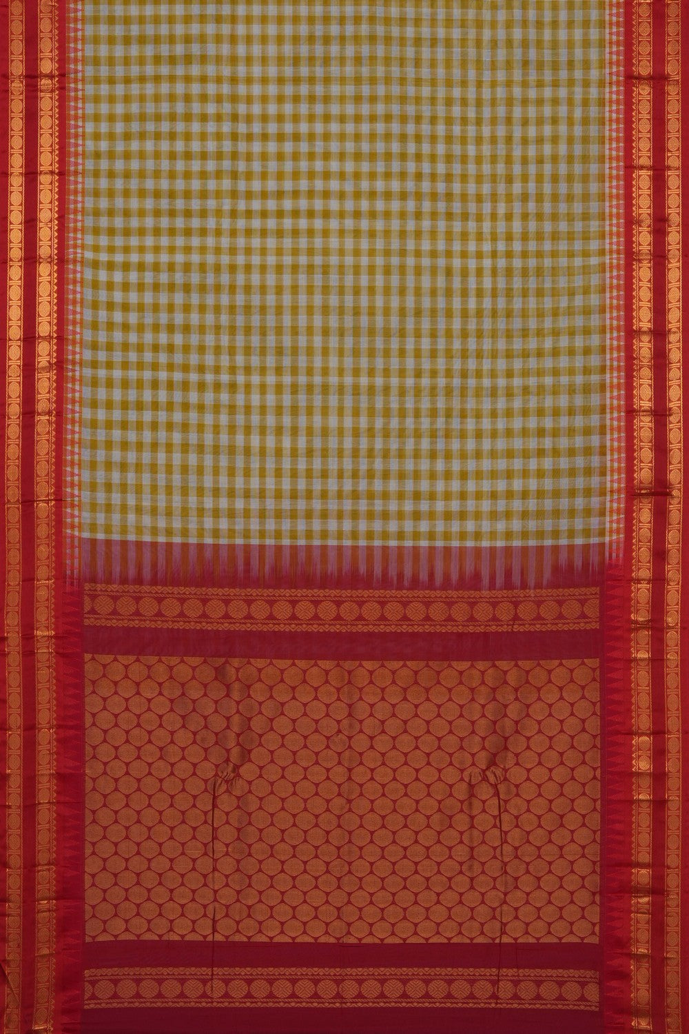 Image of Fenugreek Yellow Gadwal Cotton Saree