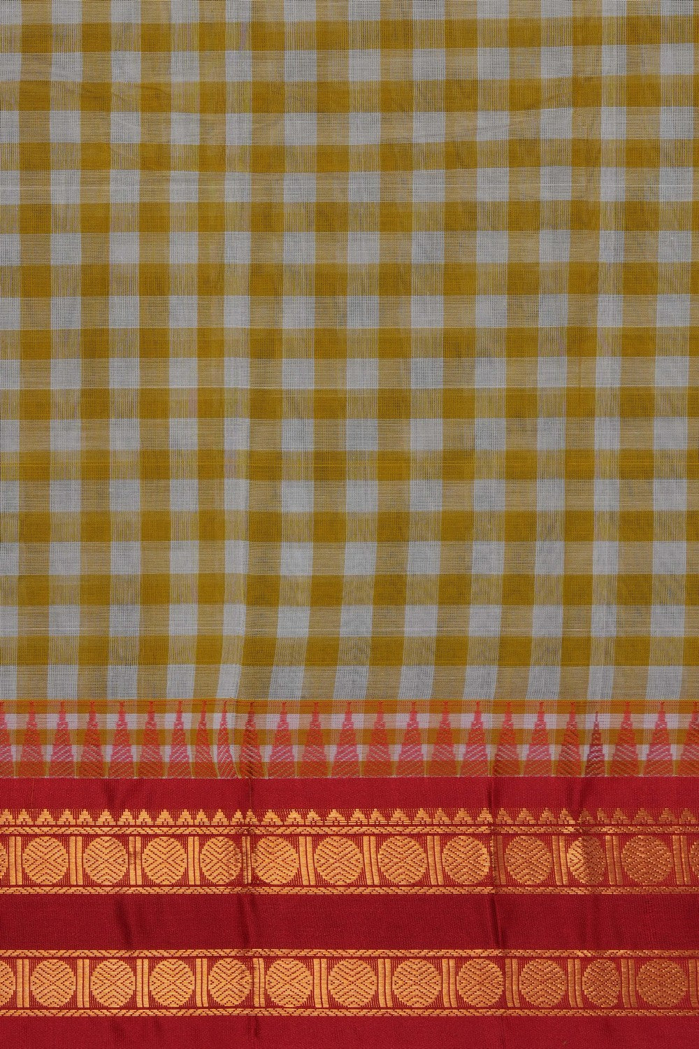 Image of Fenugreek Yellow Gadwal Cotton Saree