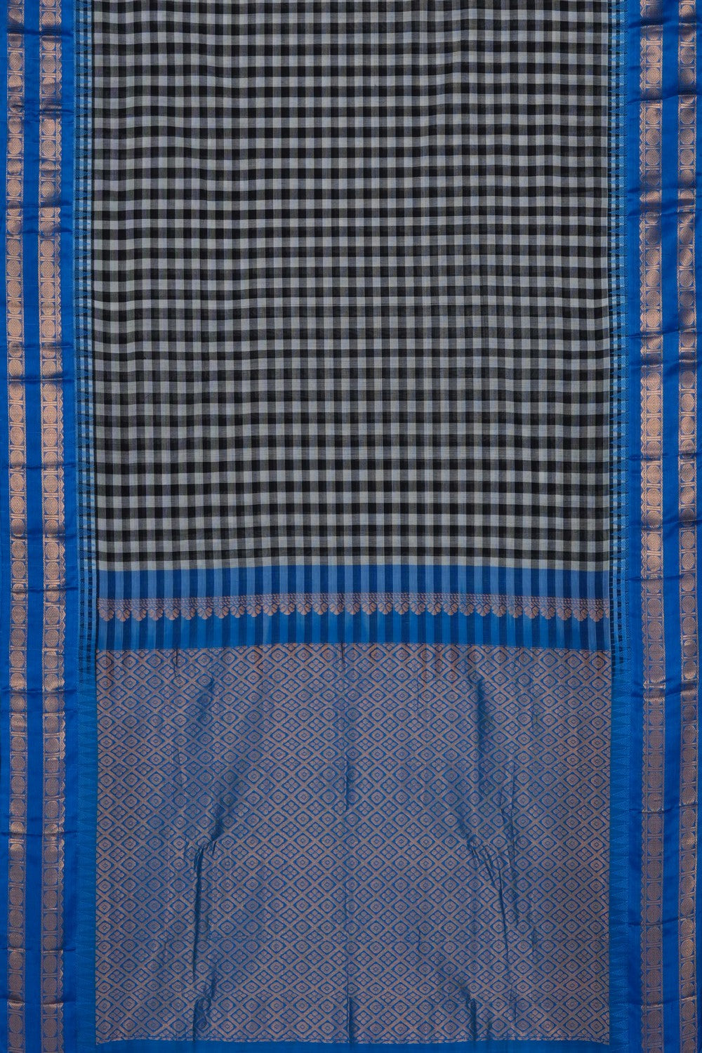 Image of Black Gadwal Cotton Saree