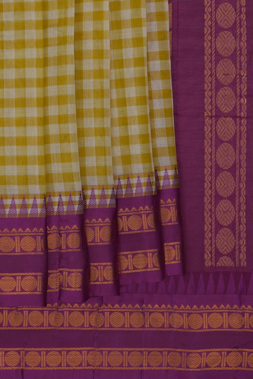 Image of Teal-Green Gadwal Cotton Saree