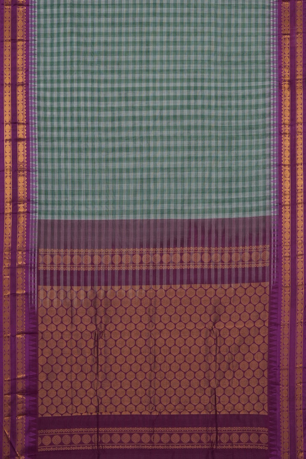 Image of Green Gadwal Cotton Saree