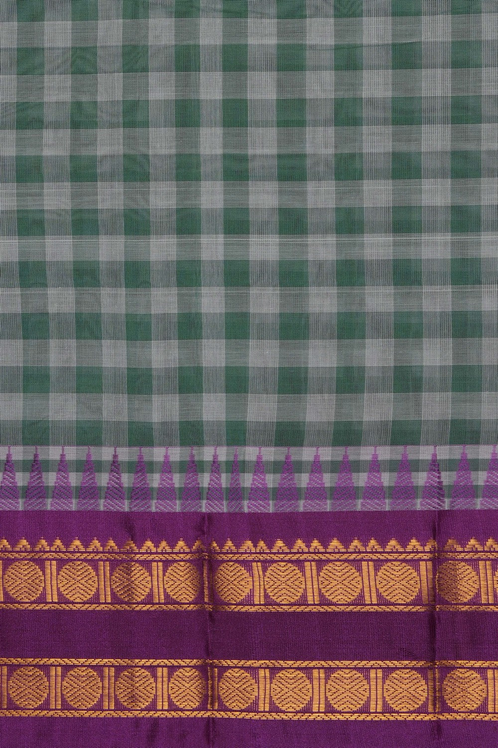 Image of Green Gadwal Cotton Saree