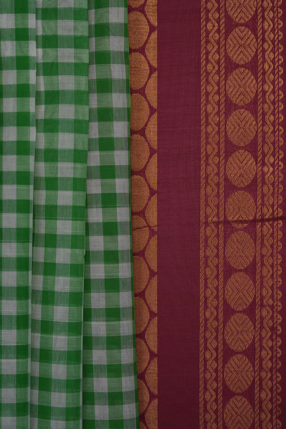 Image of Teal-Green Gadwal Cotton Saree
