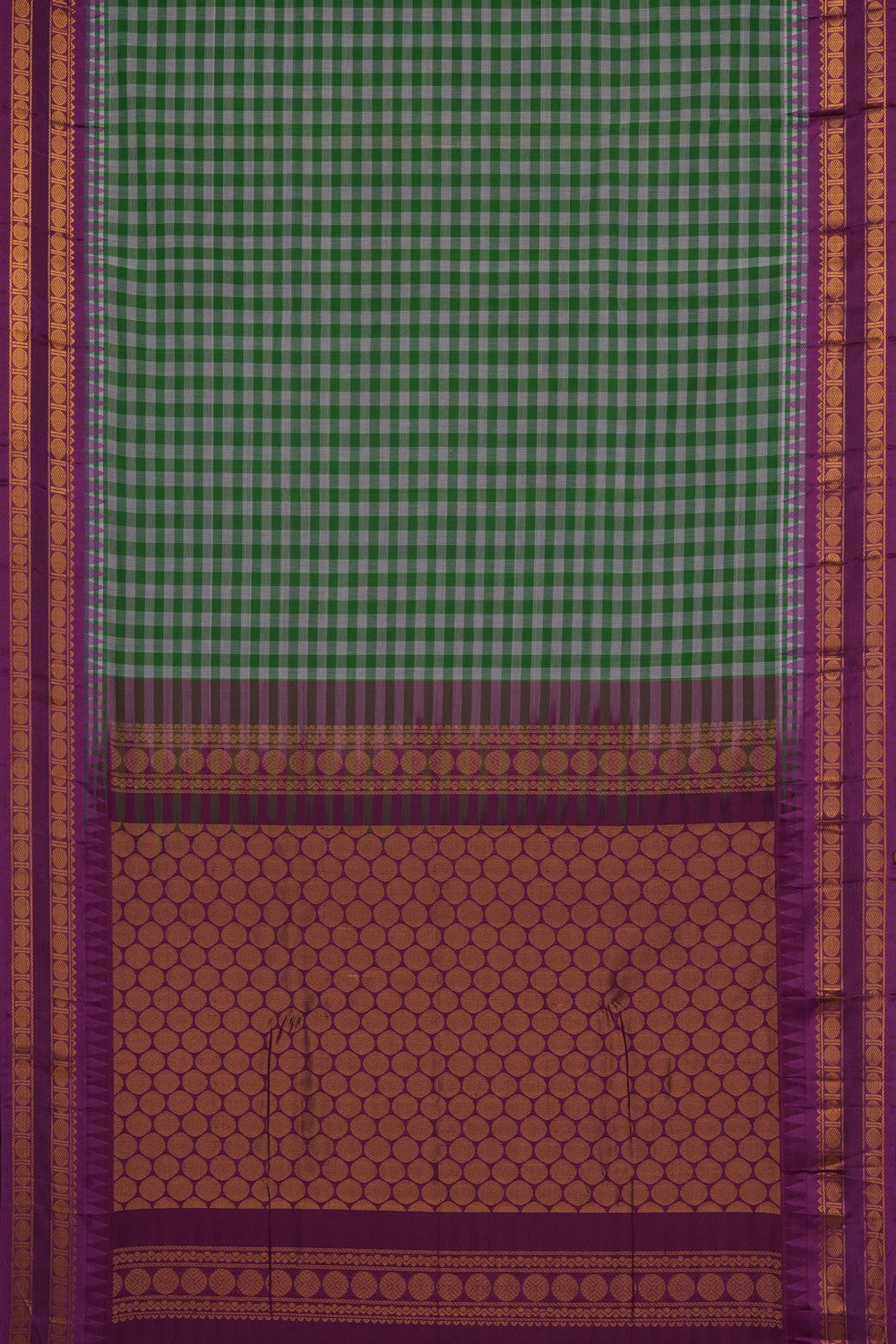Image of Teal-Green Gadwal Cotton Saree