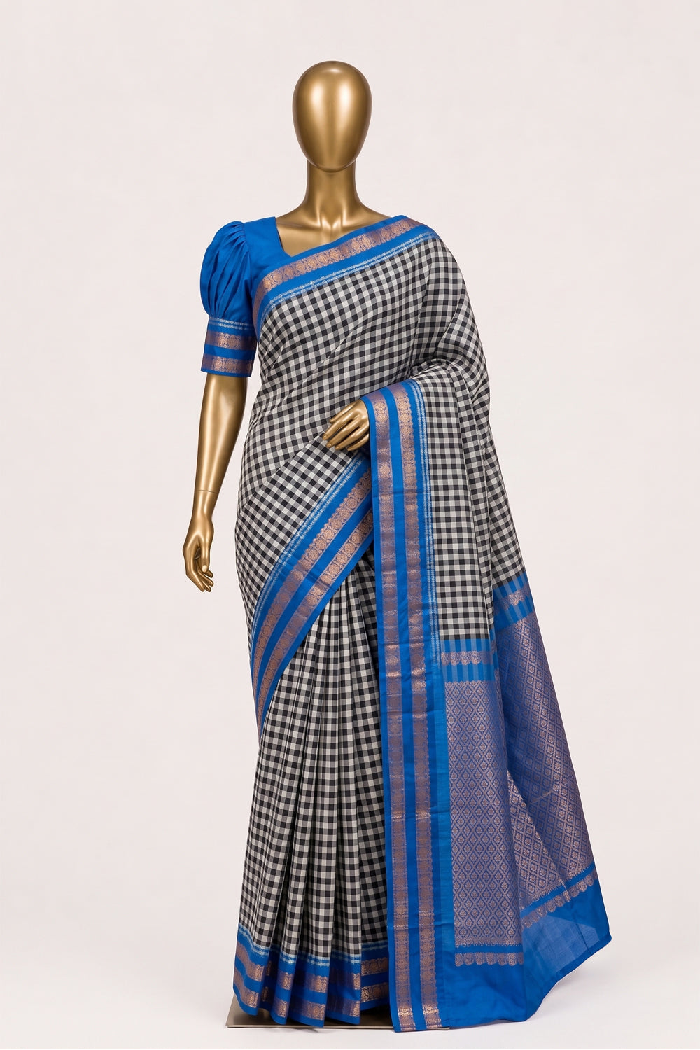 Image of Grey Gadwal Cotton Saree
