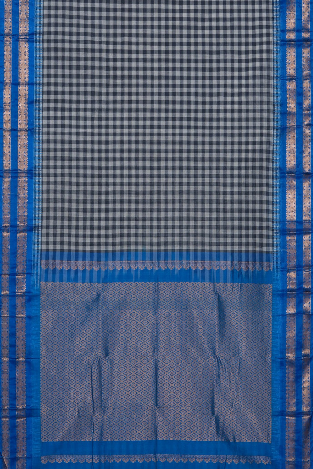 Image of Grey Gadwal Cotton Saree
