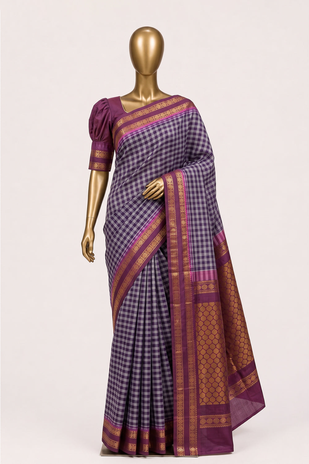 Image of Violet Gadwal Cotton Saree