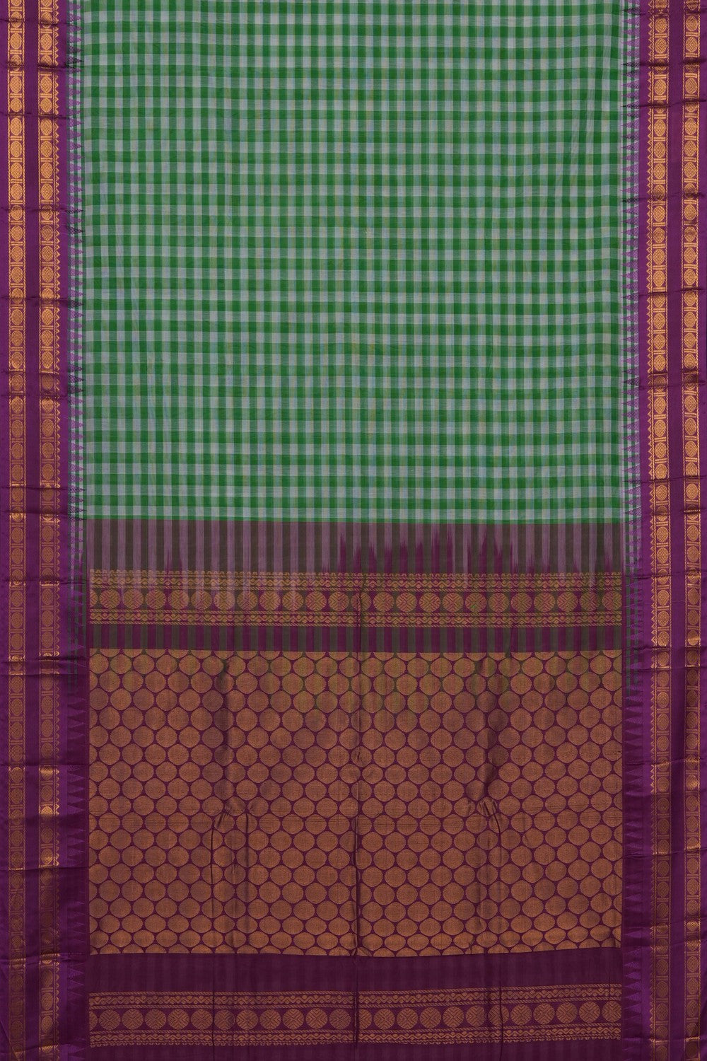 Image of Green Gadwal Cotton Saree