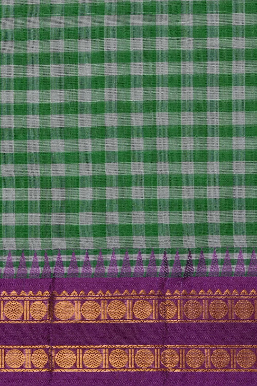 Image of Green Gadwal Cotton Saree