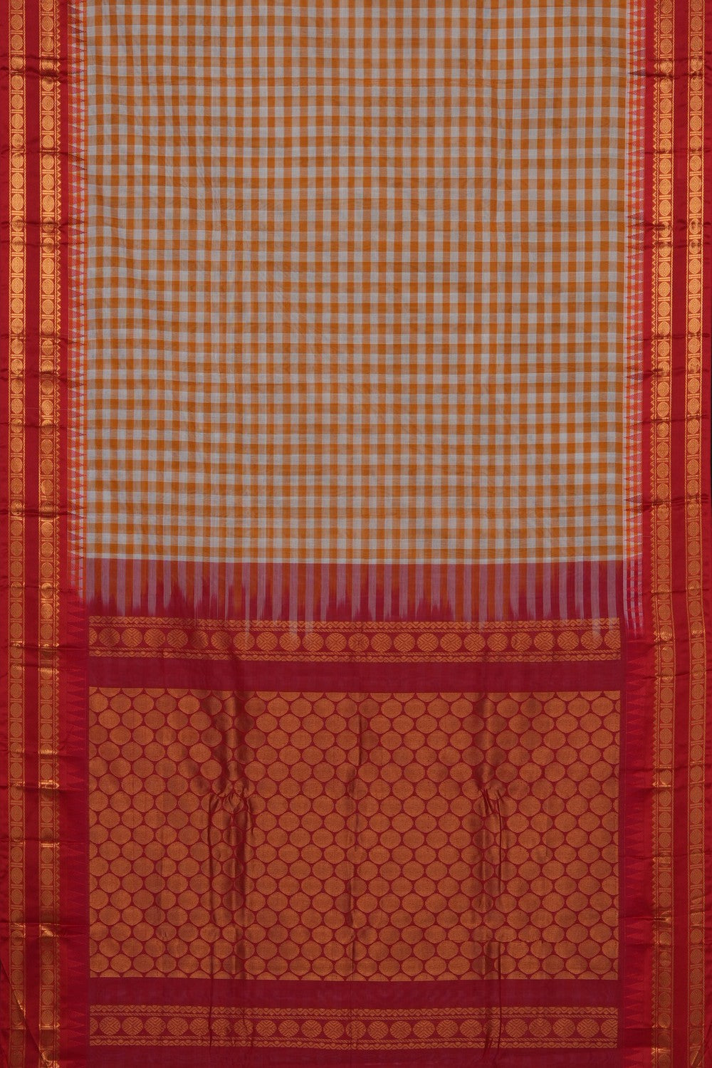 Image of Orange Gadwal Cotton Saree