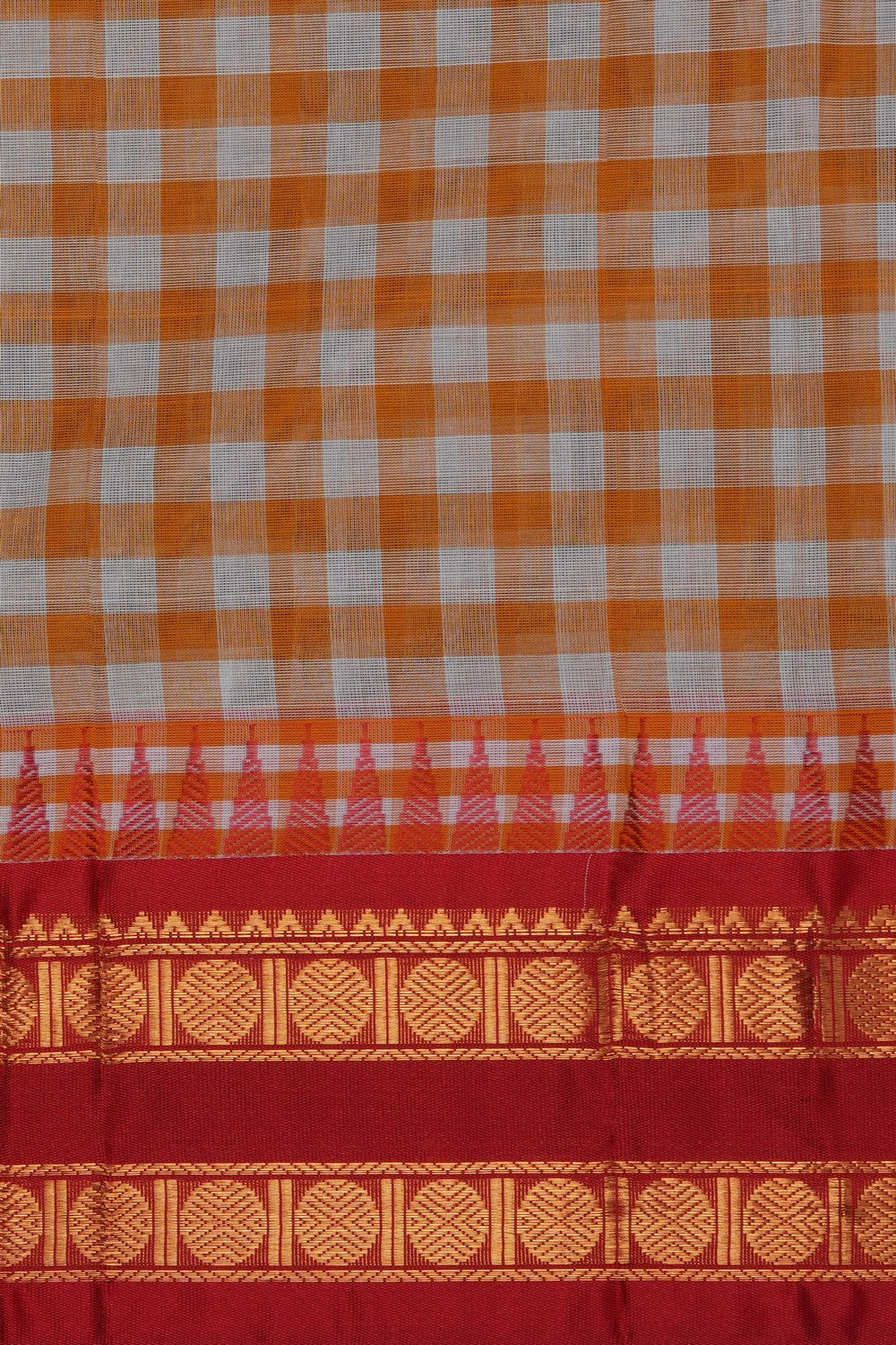 Image of Orange Gadwal Cotton Saree