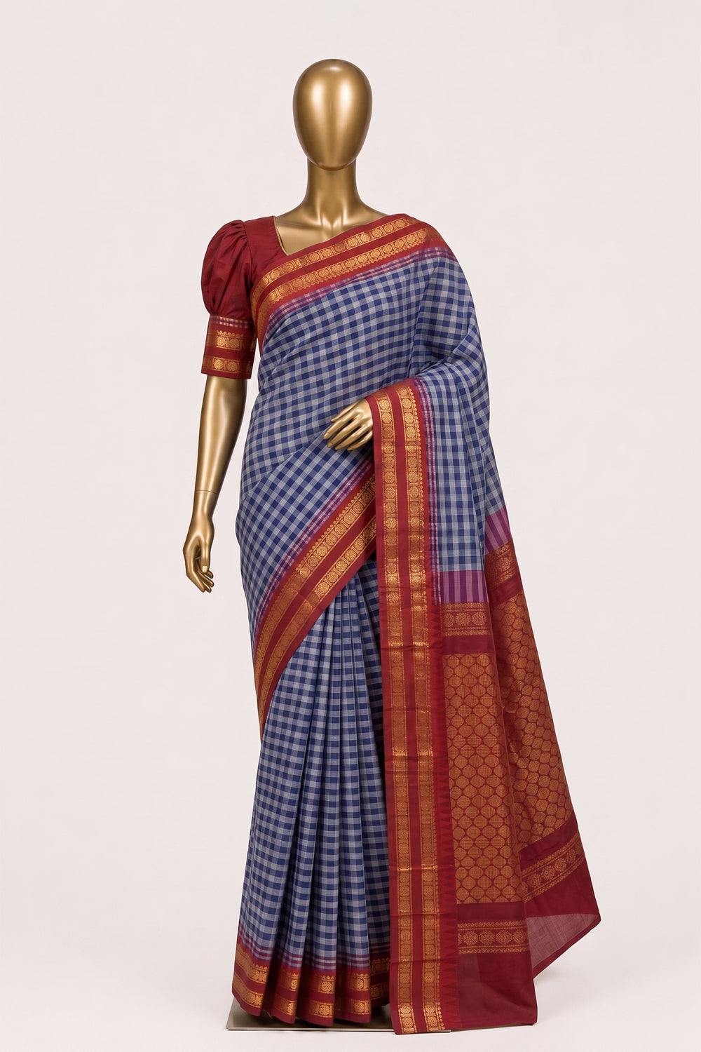 Image of Purple Gadwal Cotton Saree