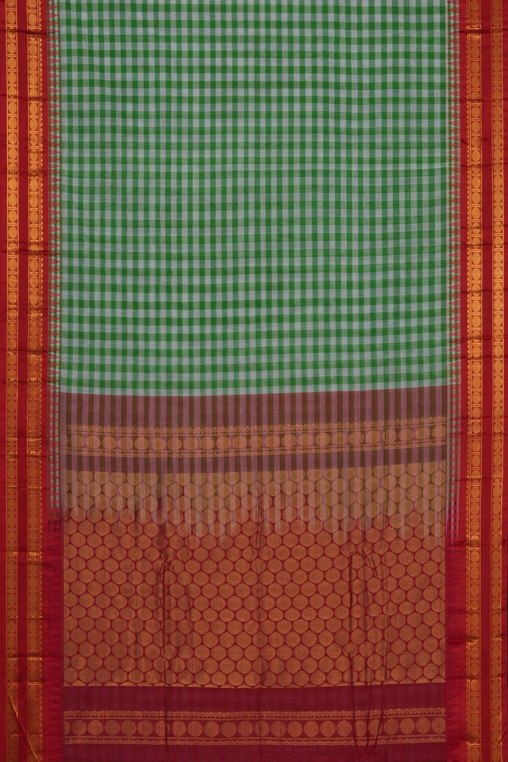 Image of Green Gadwal Cotton Saree