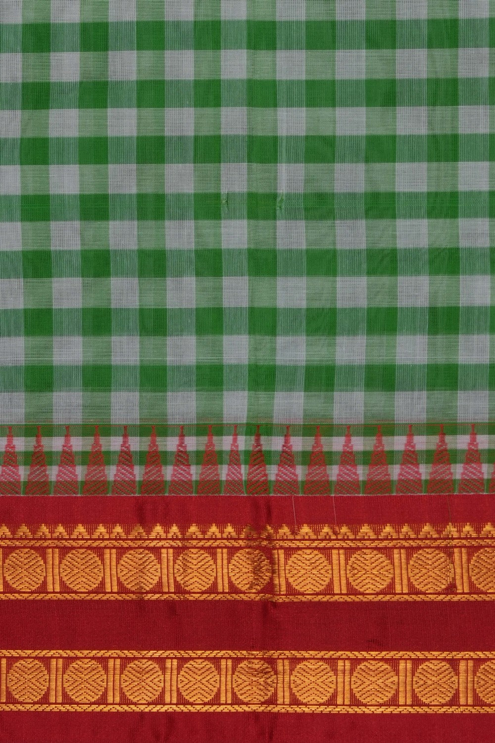 Image of Green Gadwal Cotton Saree