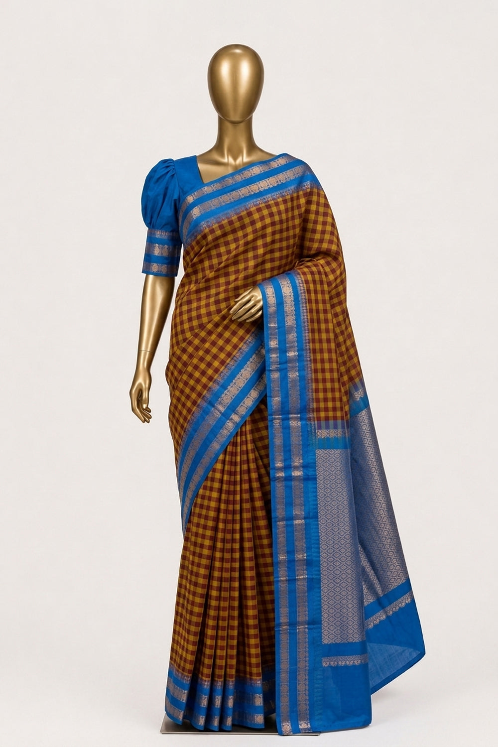 Image of Red Gadwal Cotton Saree