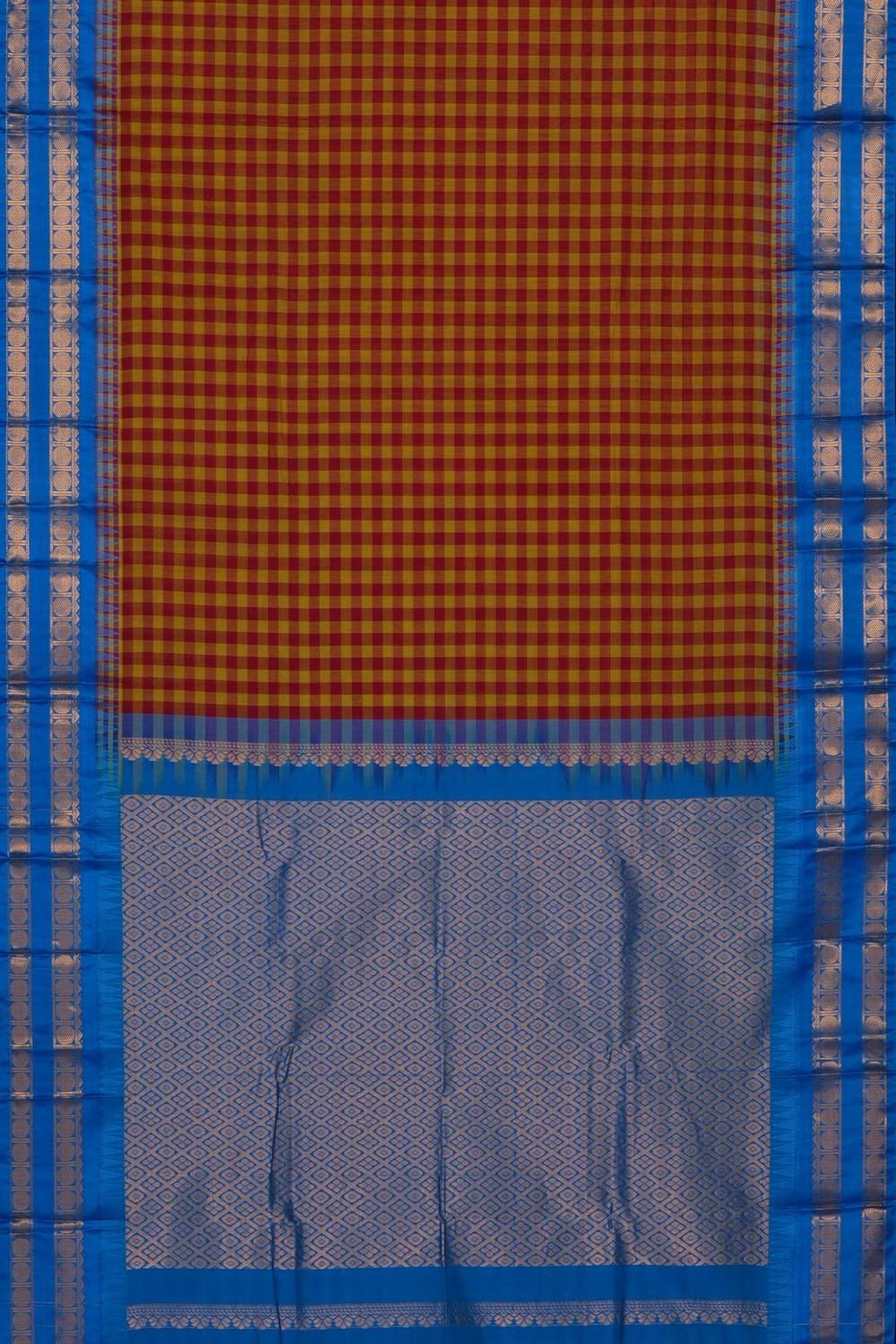 Image of Red Gadwal Cotton Saree