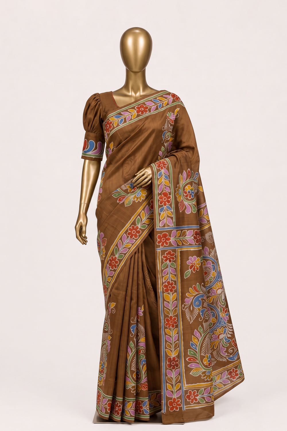 Image of Brown Desi Tussar Silk Saree