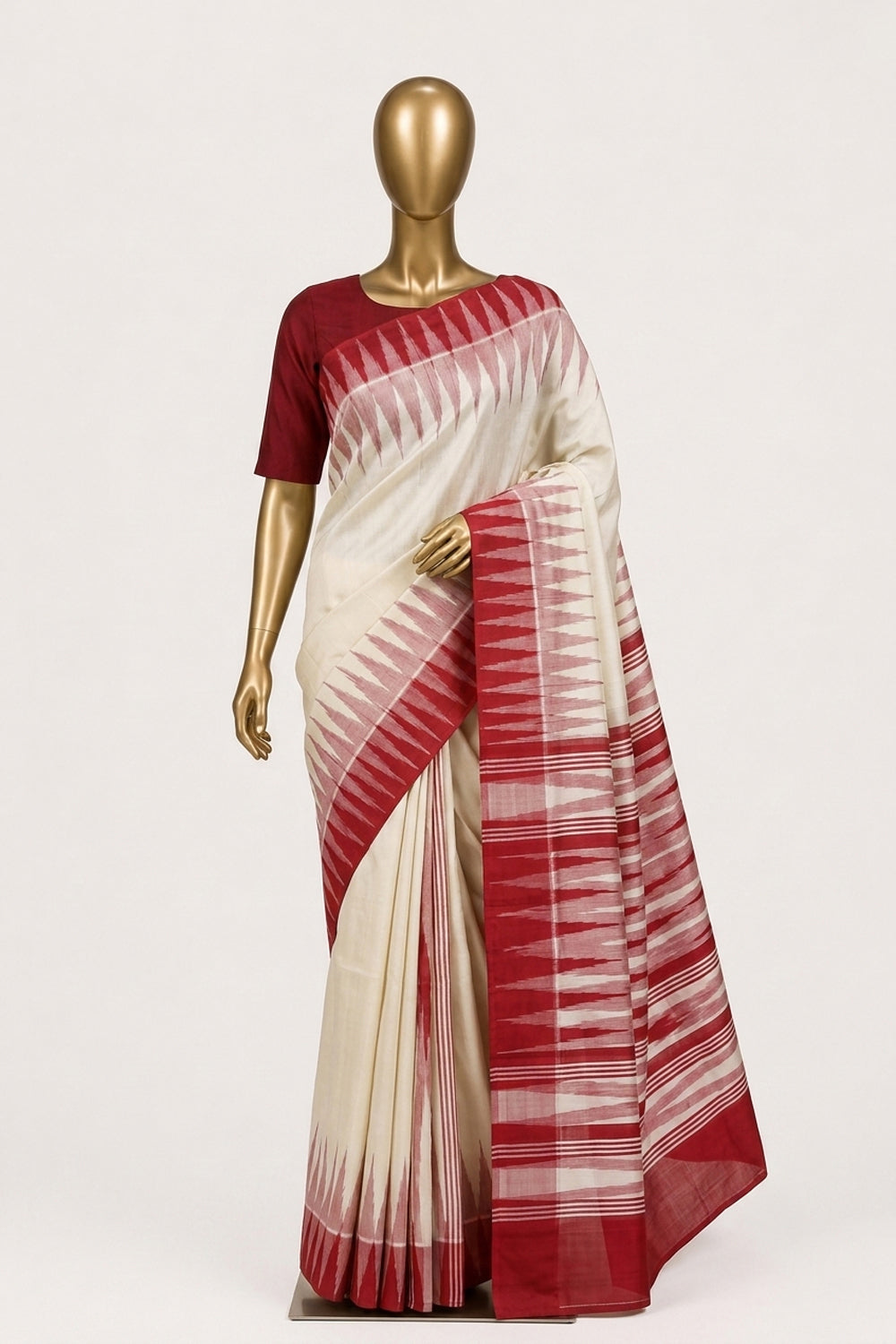 Image of Off-White Pure Silk Saree