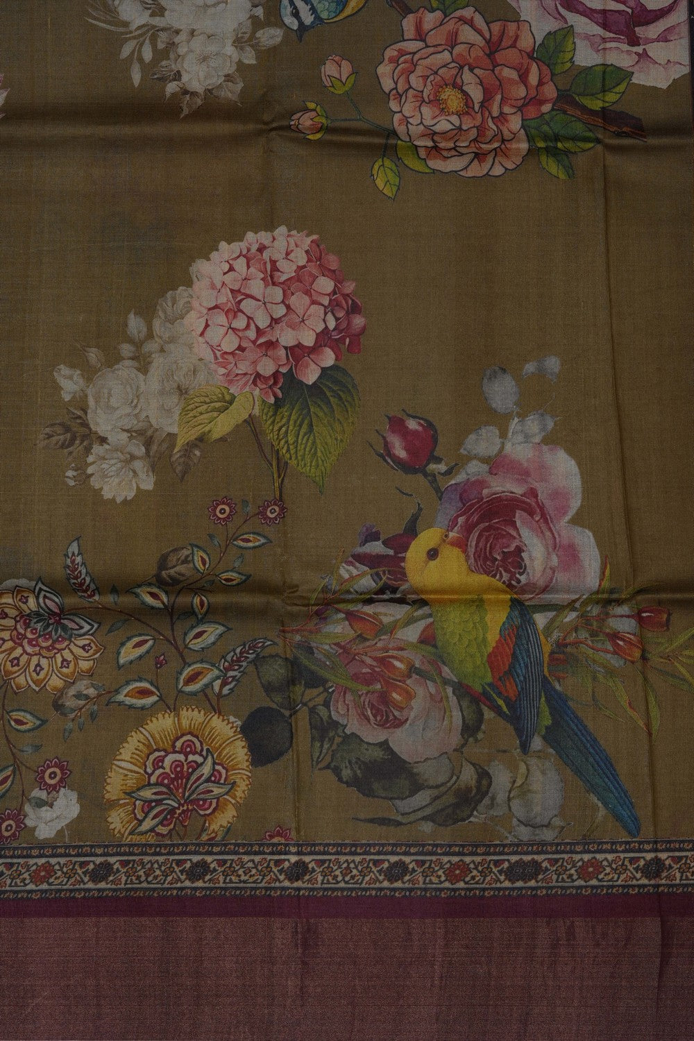 Image of Green Desi Tussar Silk Saree