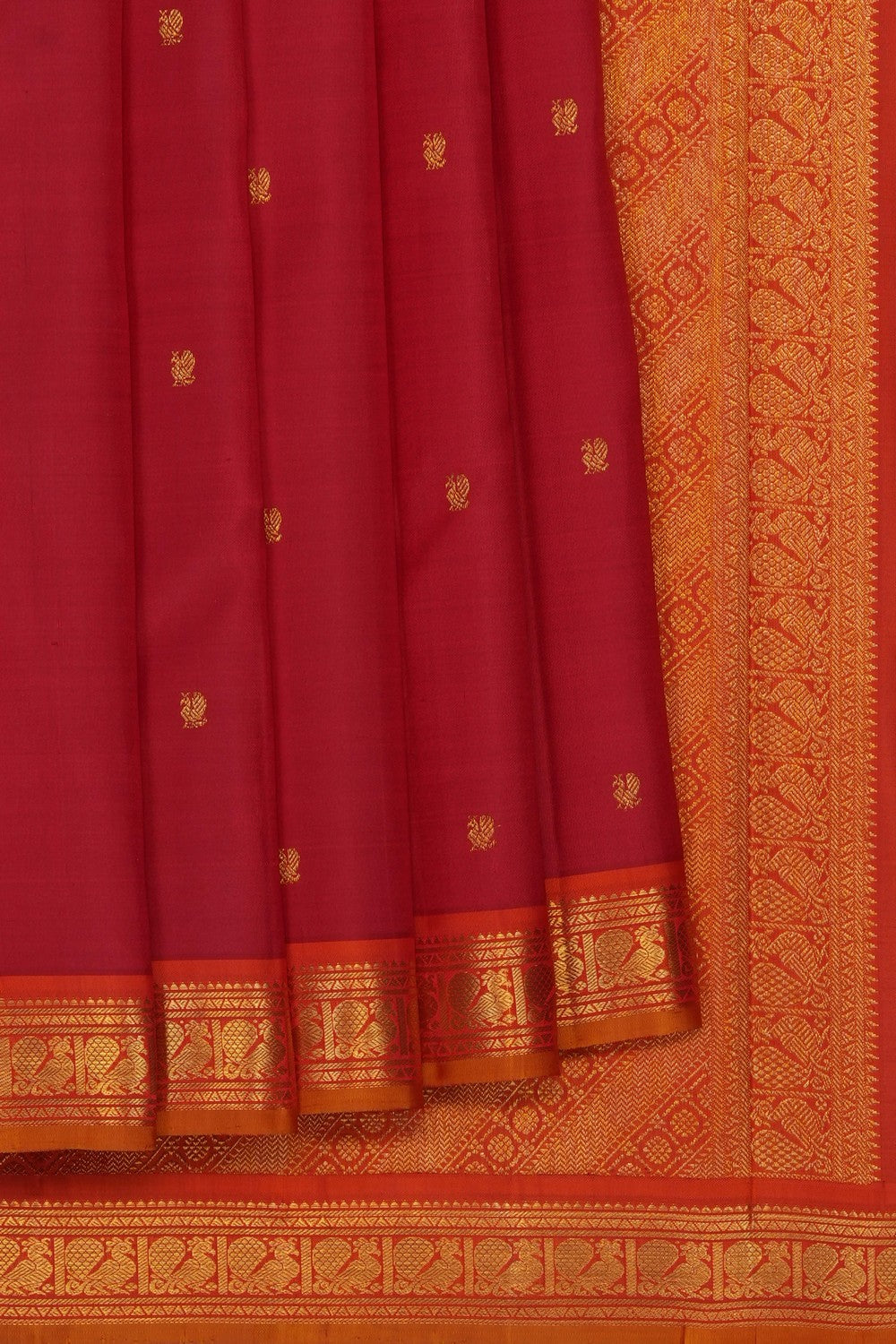 Image of Red Arani Silk Saree
