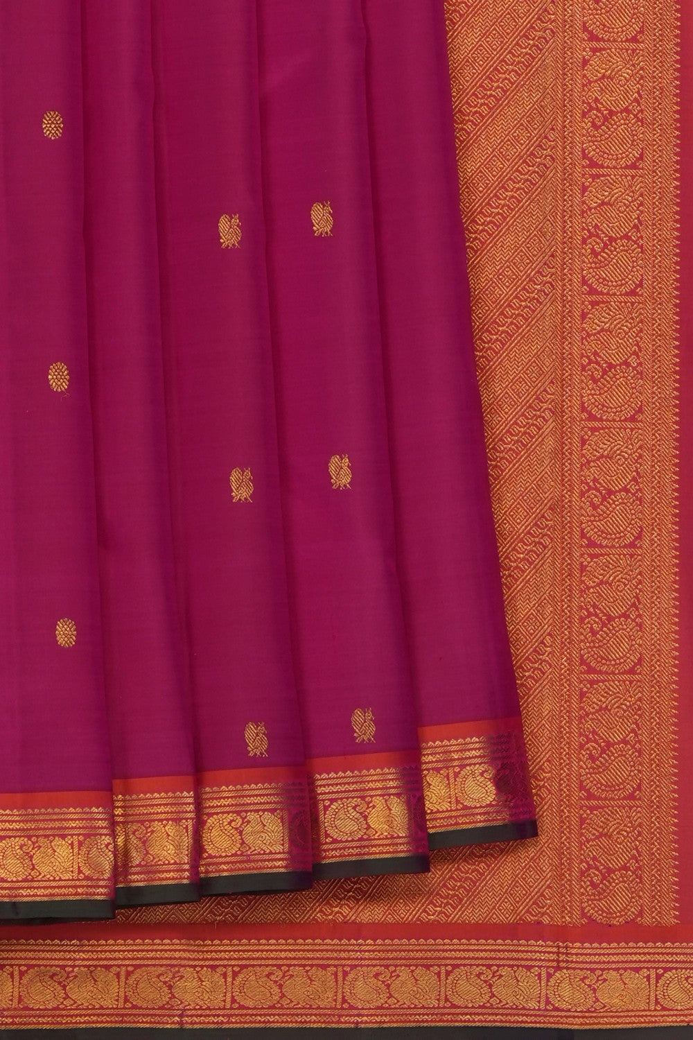 Image of Magenta-Pink Arani Silk Saree