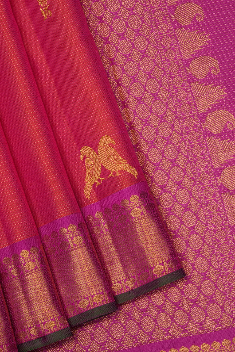 Image of Orange Arani Silk Kattam Saree